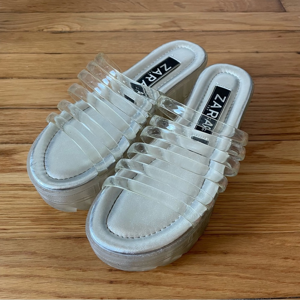 Zara Clear Platform Sandals. Size 37.